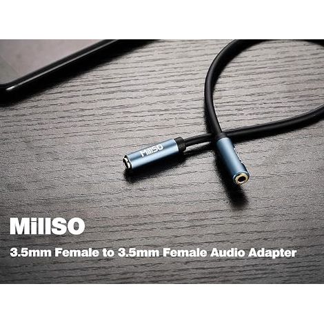 Câble adaptateur auxiliaire TRS femelle vers femelle 3,5 mm stéréo plaqué or 0,3 cm pour écouteurs, stéréo de voiture, système audio stéréo ou HiFi à domicile (1/3)