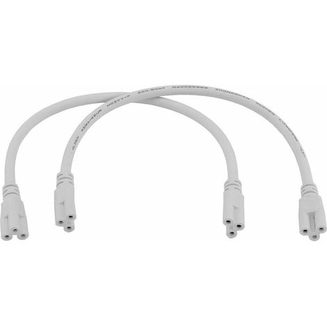 1 câble de connexion pour tubes LED, 0,3 m, blanc, 3 broches, triphasé, T5/T8 (1/5)