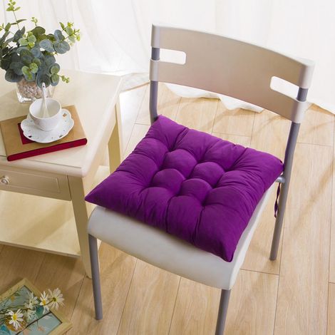 Coussin De Siege Carré - Tissu Velours Doux - Pour Chaise De Salle À Manger Bureau Extérieur Patio - 2 Pièces - Violet (1/3)