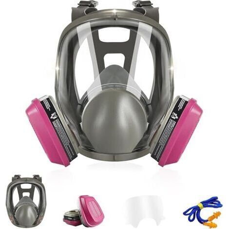 Masque à gaz respiratoire intégral, masque respiratoire avec filtre, masque anti-poussière, anti-buée, anti-vapeur organique, adapté à la peinture chimique, à la résine époxy, au soudage, au meulage (1/5)
