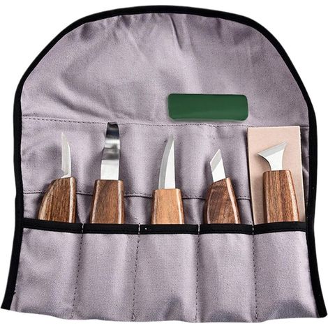 Kit de Sculpture sur Bois 8 Pièces – Outils de Détails pour Débutants, Couteaux à Cuillère et Ciseaux Polyvalents – Portable (1/5)