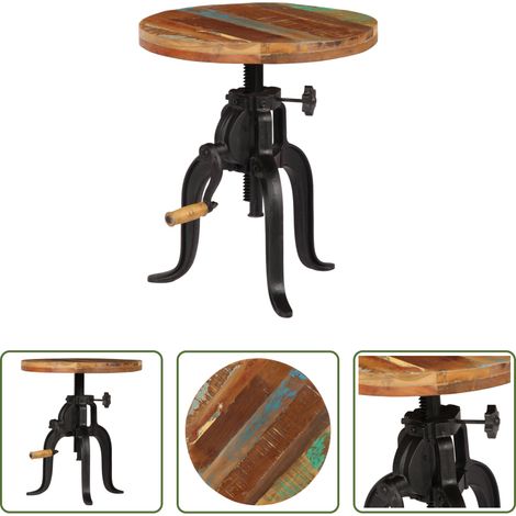 Vintage Wohnzimmer - Beistelltisch 45x(45-62) cm Altholz Massiv und Gusseisen (1/5)