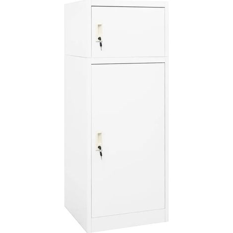 Armoire à selles acier rangement écurie 53 x 53 x 140 cm avec 2 portes verrouillables en acier blanc (1/5)