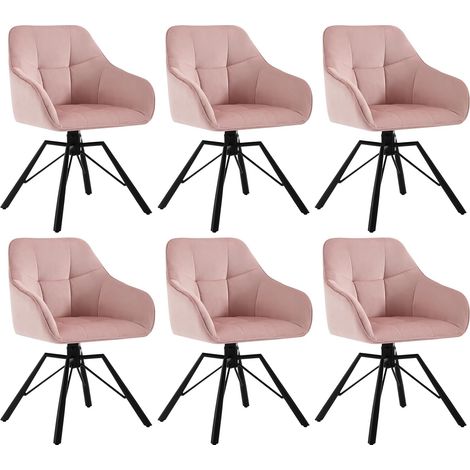 Woltu – Lot de 6 chaises pivotantes 360° – Velours et métal – Chaise salle à manger scandinave – Accoudoirs et dossier confortables – Capacité 150 kg (1/5)