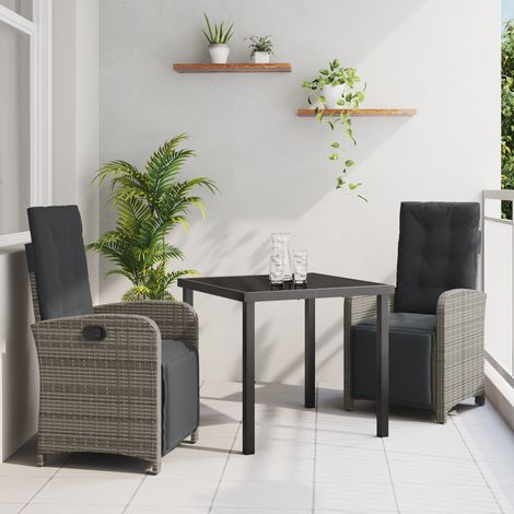 3-teiliges Garten Essset mit Polstern Grau Poly Rattan vidaXL267254 (1/5)