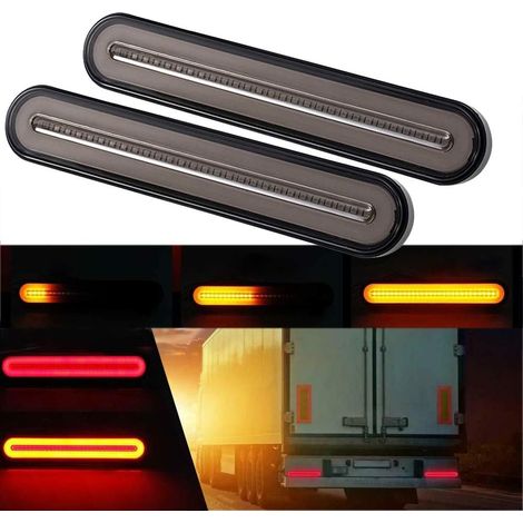 Jaune et Rouge 100 LED Arrêt Dynamique Circulant Clignotants Frein Arrière Feu arrière Remorque Camion Van (Pack de 2) (1/5)