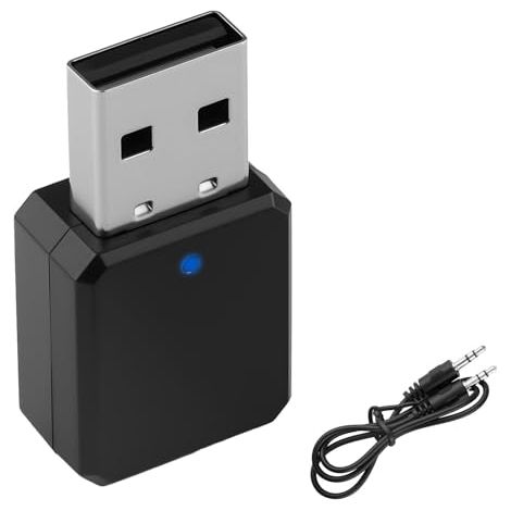 Adattatore Bluetooth USB AUX/USB a doppia uscita, ricevitore Bluetooth portatile 5.1 con cavo audio da 3,5 mm, ricevitore audio plug and play per TV di casa, auto, altoparlanti domestici, chiamate in
