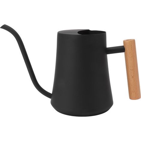 Arrosoir en acier inoxydable Pot rétro petite plante arrosoir avec poignée en bois pour intérieur extérieur 1000ML noir (1/5)