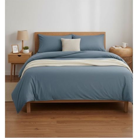 Housse de couette 140 x 200 cm Contemporain uni orage (1/3)