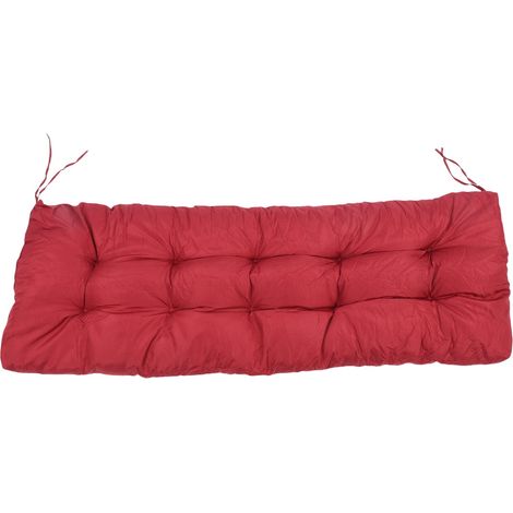 Coussin de Banc 2 Places Déhoussable Imperméable et Anti-UV en Mousse PP Coton Polyester Design Capitonné Bordeaux pour Intérieur Extérieur Patio (1/5)