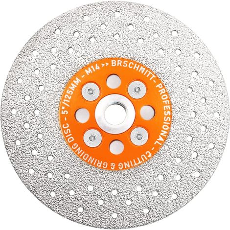 Disque Diamant 125mm Double Face Brasé Sous Vide Coupe Meulage Lame Scie Diamant pour Granit Marbre Porcelaine Carrelage Céramique Pierre Béton M14 Filetage (1/5)