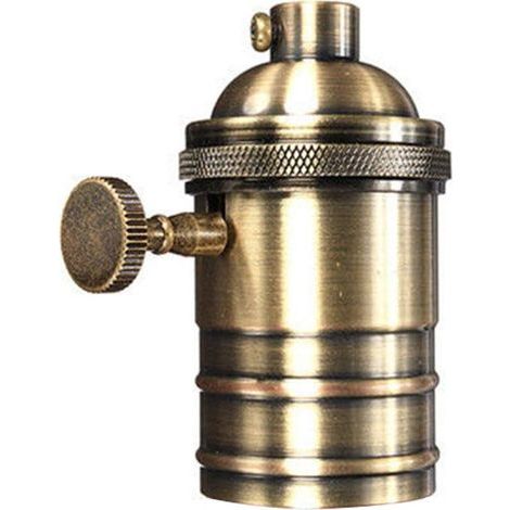 Douille d'ampoule rétro E26/E27 en cuivre antique avec interrupteur marche/arrêt à vis ES en laiton (1/5)