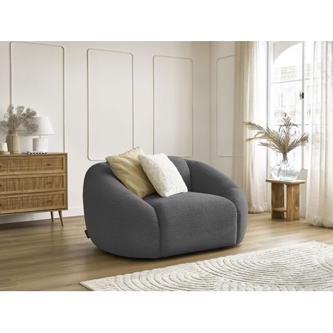 BOBOCHIC - Fauteuil TINA velours côtelé Gris foncé (1/5)