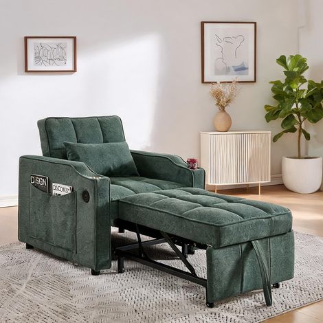 Fauteuil convertible 3-en-1 avec ports USB et porte-gobelet (1/5)