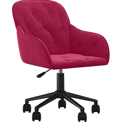Chaise pivotante de bureau,Fauteuil de bureau, Chaise Gaming Rouge bordeaux Velours CFW90503 (1/5)