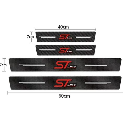 (4 pièces) Bande adhésive de protection en fibre de carbone pour seuil de porte de voiture, film protecteur imperméable, compatible avec les modèles suivants : Focus ST x 2, Kuga, Mondeo et Ecosport. (1/4)