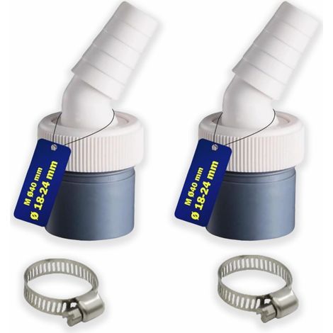 2 Pièces Adaptateur pour Evacuation Machine a Laver, Raccord Tuyaux d'Écoulement,PP,40mm, Collier Serrage Inclus,pour Machine À Laver, Lave-Vaisselle, Sèche-Linge (1/5)