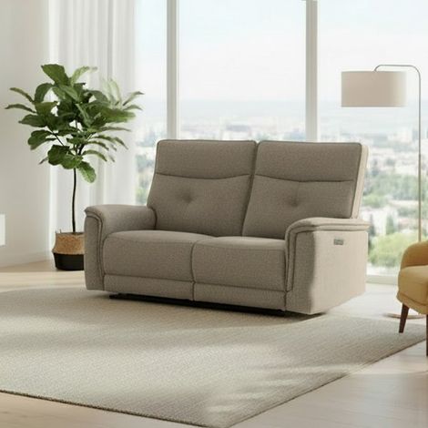 Divano recliner Elysio 3 posti elettrico in tessuto G093 sabbia