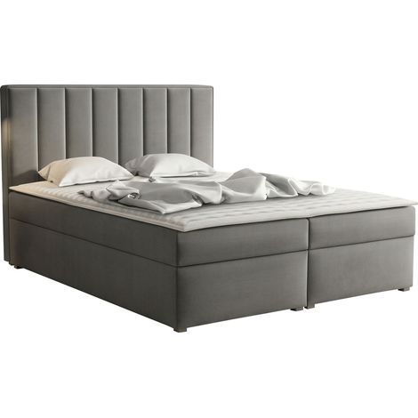 Lit boxspring Pomona 116, Magic velours 2217, Double, Continental, 140x200, Tissu, Disponible, 143x215x115cm (1/5)