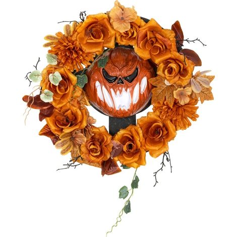 CHICFURN corona luminosa de Halloween 44 cm naranja acero y poliéster para colgar (1/5)