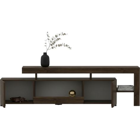 Mobile Porta tv Trasacco, un Ripiano, Apertura Battente, a Ribalta, 3 Ante, 192x37x53h cm Marrone Noce