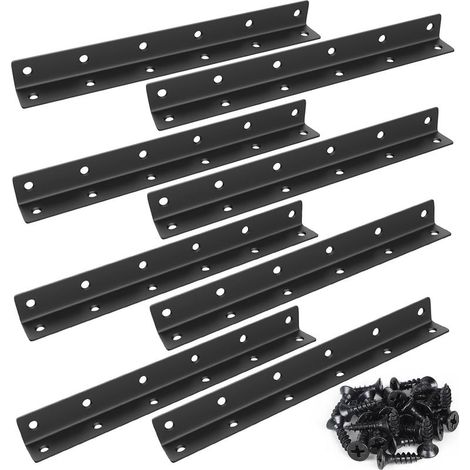 L-förmiger Winkelverbinder 275 x 27 x 27 mm, schwarz, L-förmig, 90°-Winkel, Edelstahl, mit 96 Befestigungsschrauben (1/4)