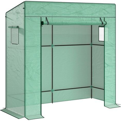 Serra tunnel per pomodori in polietilene con porta avvolgibile 196 x 77 x 197 cm verde (1/3)