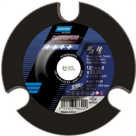 Disque à rectifier Norton Octopus 125x4 : aperçu