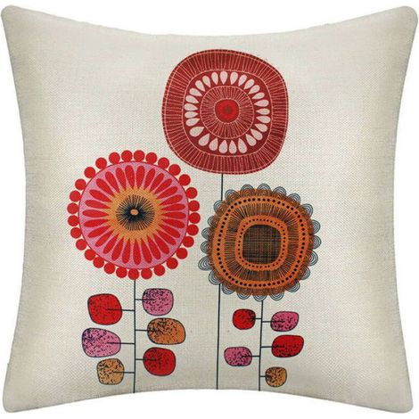 Housse de coussin florale - Unbrand - Lot de 4 - Lin - Motif floral - 45x45 cm - Moderne - Pour canapé - Pour chambre (1/5)