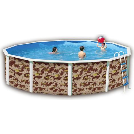 Kit piscine hors-sol acier Toi CAMUFLAJE ronde Ø5.50 x 1.20m décor camouflage (1/4)