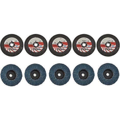 5 disques à tronçonner de 75 mm + 5 disques à lamelles plates pour meuleuse d'angle, pour la découpe et le polissage de carrelage, bois et céramique. (1/5)