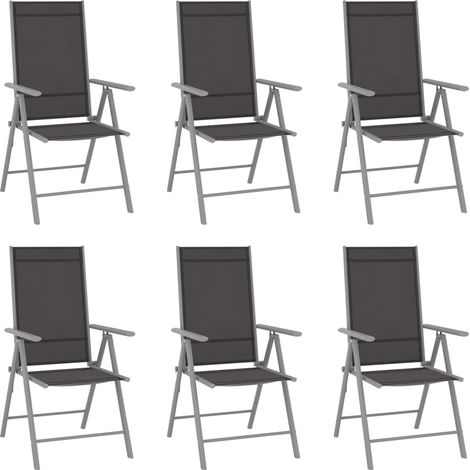 Gartenstühle Klappbar 6 Stk. Textilene Schwarz