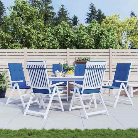 vidaXL Cojín silla de jardín respaldo alto 6 uds tela azul 120x50x3 cm (1/5)