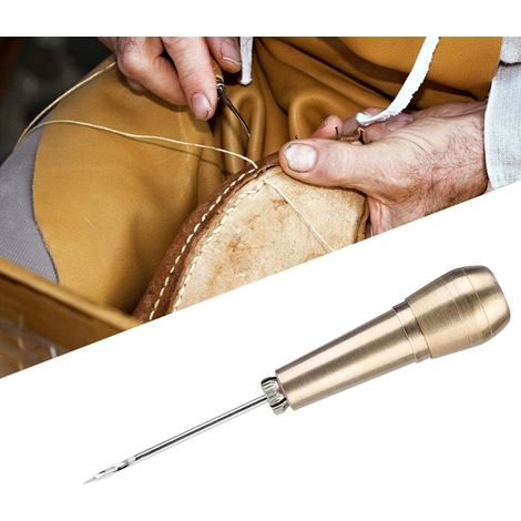 ABYSSE-Allecto - Coffret d'aiguilles à cuir avec manche en cuivre - Idéal pour la réparation de chaussures et d'articles en cuir (1/5)