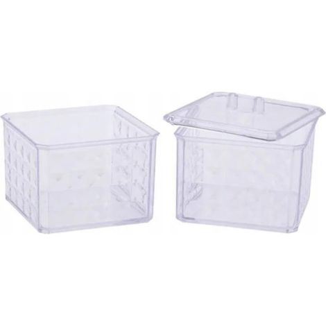 Organisateur de cosmétiques cotons-tiges transparents 2 pièces