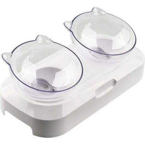 Bol pour Chat,Bol pour Chat Surélevé de Compagnie Plateforme inclinée à 15 ° Mangeoire pour Chat Hauteur réglable Dual Angle Parfait pour Les Chats et Les Petits Chiens (2 Bol) (1/3)