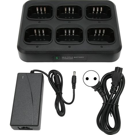 Chargeur rapide 6 voies pour talkie-walkie, dissipation thermique rapide, sortie 500mA, AC 100-240V, socle de charge multiple pour MD‑380, prise UE (1/5)