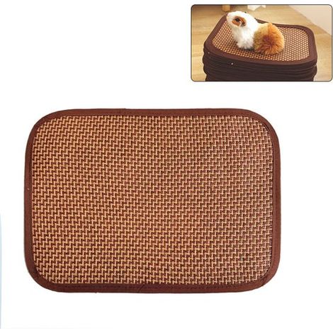 Alfombrilla refrescante para gatos, Para refrescarse en verano, Ratán, 30×25 cm, perros, cobayas, hámsteres, conejos, jaulas, Marrón (1/5)