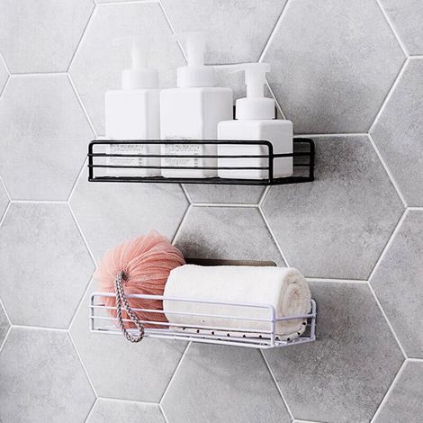 Panier De Rangement Murale - Support Adhésif Sans Perçage Pour Shampooing Et Produits De Salle De Bains - Étagère Métallique De Cuisine Et Salle De Bains - 27 X 11,1 X 5 Cm - 1 Pièce (1/5)