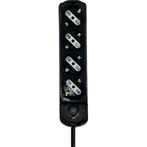 Multipresa Ciabatta Elettrica a 4 Posti 4 Prese Bipasso Schuko 10A/16A con Interruttore e Spina 10A Cavo 1.5 metri Nero (1/2)