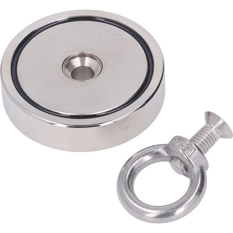 Bergungsmagnet, starker, vernickelter und kupferbeschichteter NdFeB-Magnet mit Ringschnalle, 250 kg Zugkraft (1/5)