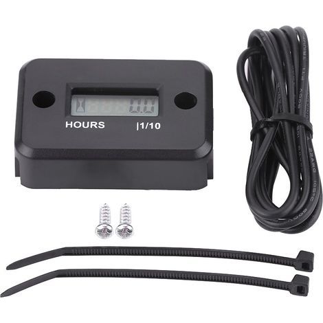 Compteur horaire numérique HM006A – LCD – moteurs essence – avec accessoires – noir (1/5)