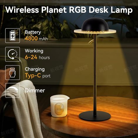Lámpara de mesa LED inalámbrica de 2 piezas, lámpara de mesa Planet (1/5)