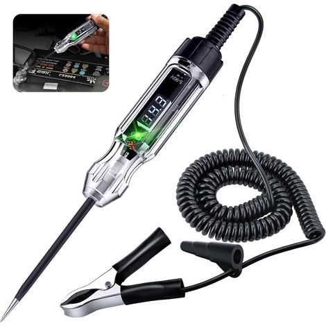 Tester elettrico digitale a LED ad alta resistenza da 5-90 V per automobili, tester di circuito con cavo a molla in PU da 140 pollici, penna misuratrice di tensione per il controllo di veicoli, auto, (1/5)