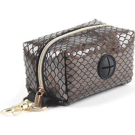 Distributeur de sacs à déjections canines avec support et attache pour laisse, motif serpent. (1/4)