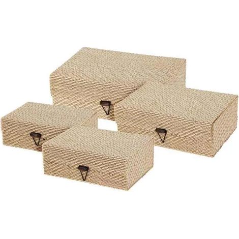 cesto portaoggetti home-styling bambù 4 pezzi con maniglie (1/2)