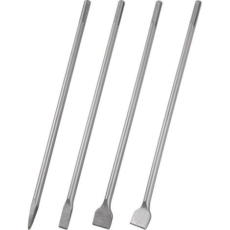 Set di 4 scalpelli SDS Max - Accessorio per trapano a percussione - Demolizione di cemento e piastrelle - Acciaio 40Cr - Nero - 60x1,8 cm (1/5)