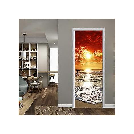 StyleP 77x200cm 3D Türaufkleber Weinkeller Fototapete Trompe-l'œil Wandaufkleber PVC Wasserdichte Tapete für Schlafzimmer Badezimmer Küche Dekoration D