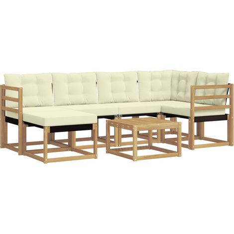 Outdoor Sofa Set 7 pcs White and Cream vidaXL