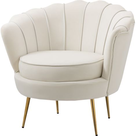 HOMCOM Poltrona Design Vintage Poltroncina Rétro da Camera in Velluto Crema (1/5)
